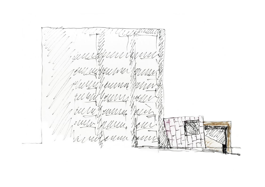 Alena Šrámková, Fakulta architektury ČVUT, Praha, fasáda – auly, kresba tužkou 4B na šmírák, šíře role 35 cm, Praha, 2006 –2007 Alena Šrámková, Fakulta architektury ČVUT, Praha, fasáda – auly, kresba tužkou 4B na šmírák, šíře role 35 cm, Praha, 2006 –2007